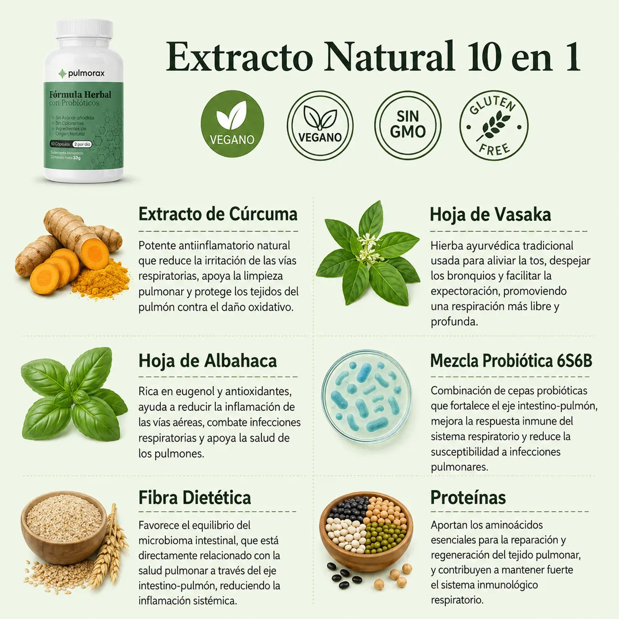 Suplemento de extracto de cúrcuma 100% orgánico 10 en 1